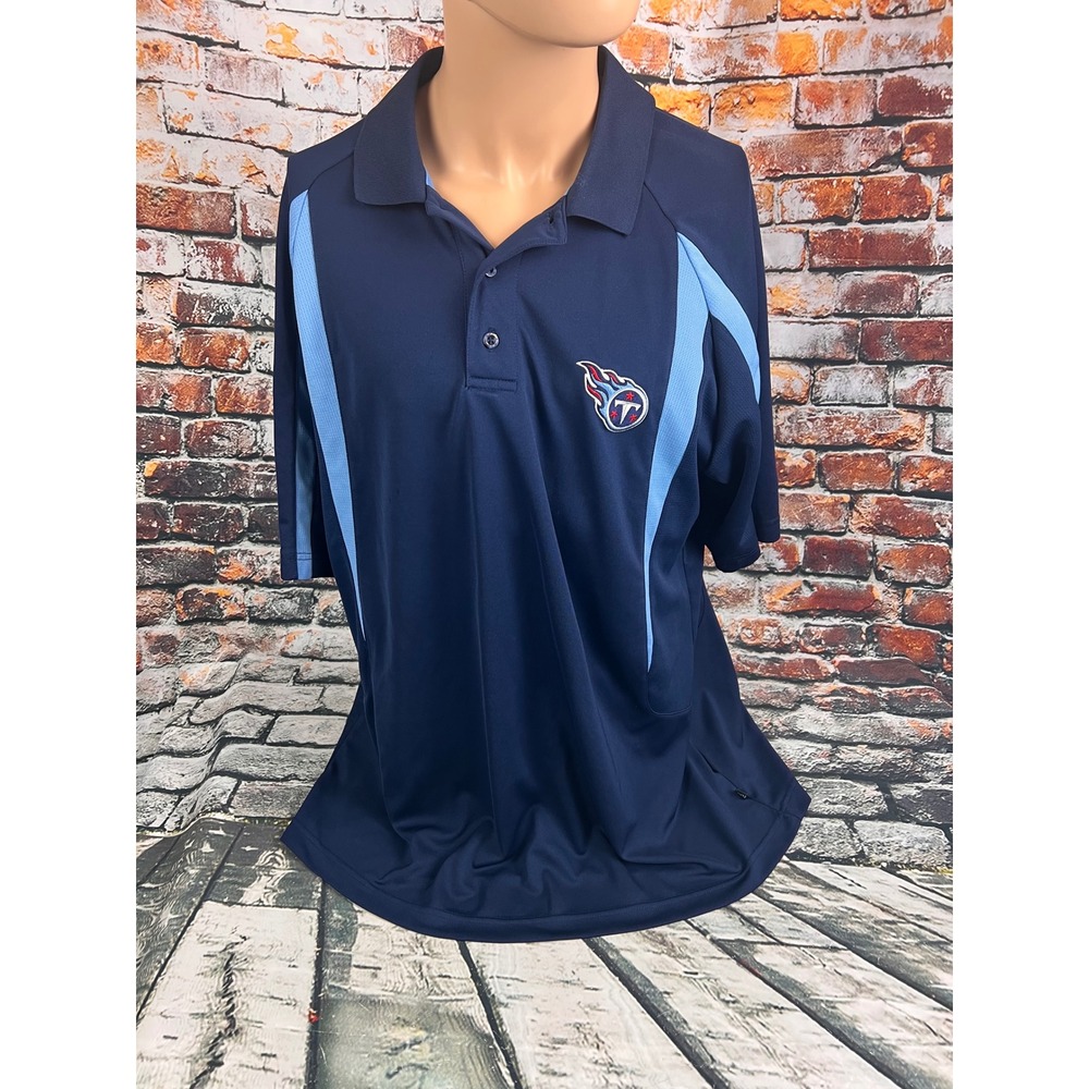 NFL Team Apparel Tennessee Titans Polo Shirt Mens XL Navy Blue Short Sleeve AFL